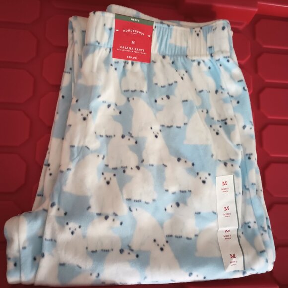 Men's Polar Bear Print Microfleece Holiday Matching Family Pajama Pants Medium - Picture 4 of 5